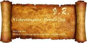 Vidovenyecz Renáta névjegykártya